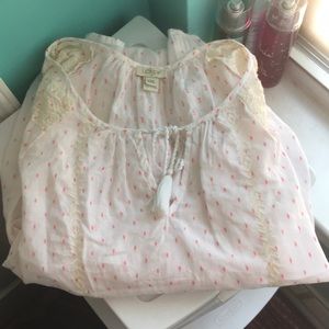 J Crew Embroidered Dot Peasant Top